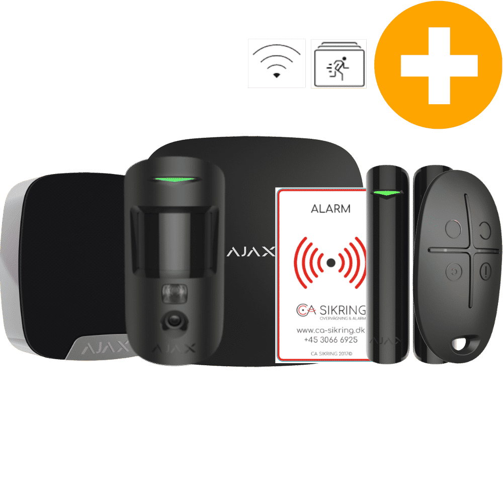 Alarmpakke Ajax HUB 2 Plus med Motioncam (fotoføler) Sort