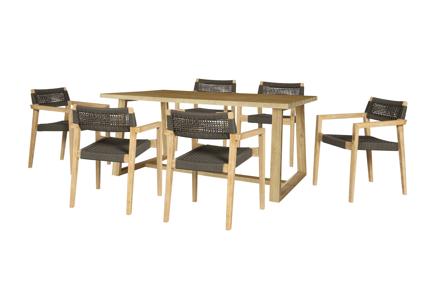 Elegant matgrupp | Sex sittplatser Modern design och högkvalitativa material Alex - Matgrupp utomhus Grön,Natur,Grå Textil