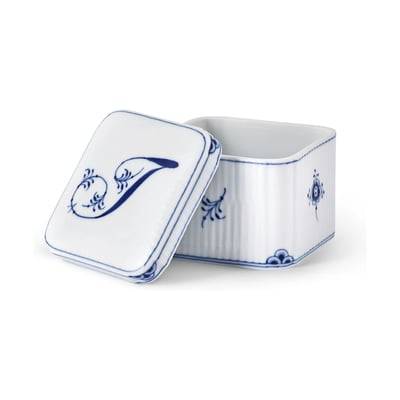 Royal Copenhagen Alfabet Bonbonniere - T - B 7 x H 7,2 x L 7 cm - Porcelæn - Hvid