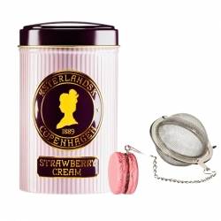 Tesi i Kæde med Macaron-Figur Inkl. Østerlandsk Thehus Strawberry Cream 125g