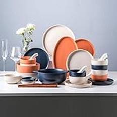 New Dinnerware Sets,Ceramics Dinner Sets, 36 Pieces Matte Glazed Porcelain Dinner Plates - Bowl/Dish/Spoon | Nordic Style Porcelain Combination Set for Restaurant,