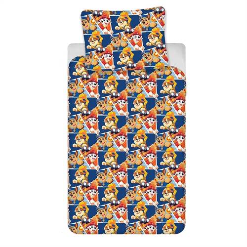 Paw Patrol sängkläder - 100% bomull - Babysängset 70x100 cm - Blå med Marshall, Chase och Rubble