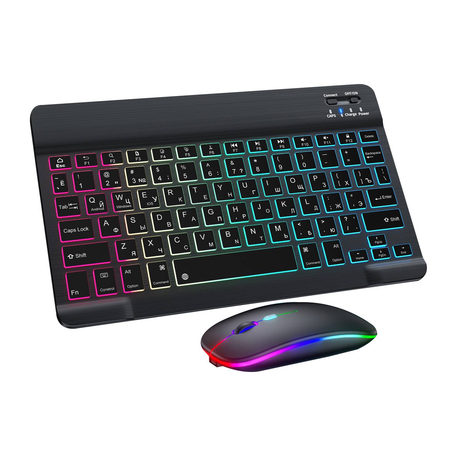 Arabic Colorful Luminous Wireless Keyboard and Mouse set Tablet Spanish Teclado y Rice Russian Thai French Mini Keyboard and mou