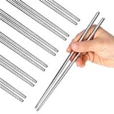 6 par ätpinnar rostfritt stål ätpinnar metall silver ätpinnar metall ätpinnar återanvändbar diskmaskin silver återanvändbara ätpinnar japansk koreansk kinesisk ätpinne för middag lätt halkfri
