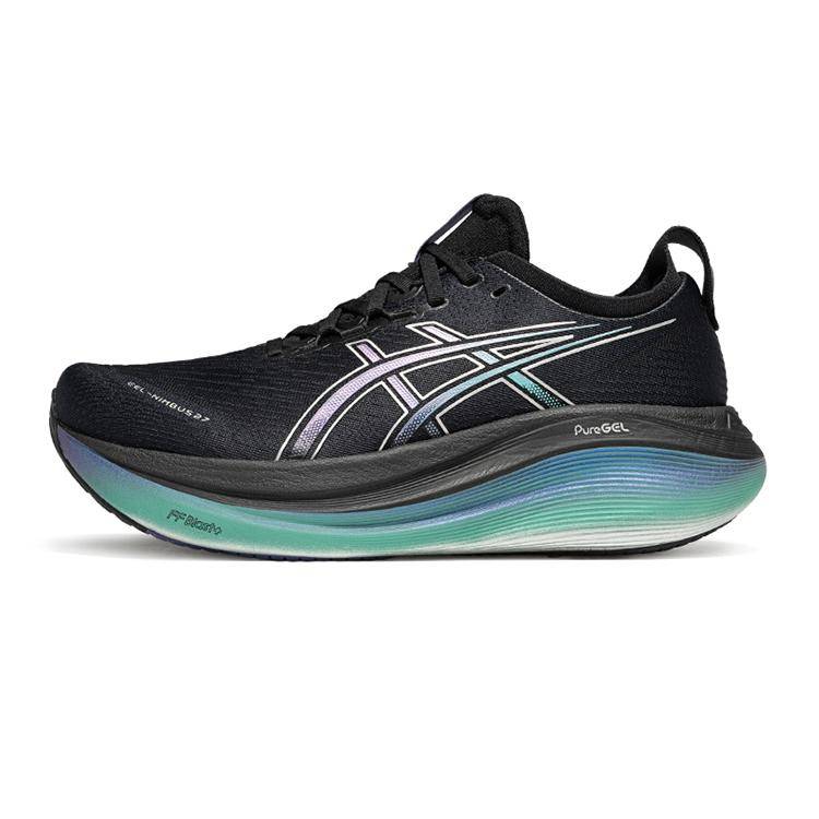 Asics Gel-Nimbus 27 Bekväma Mångsidiga Trendiga Återstuds Låga Löparskor Herr Sneakers Svart Grön 1011C174-001 46.5