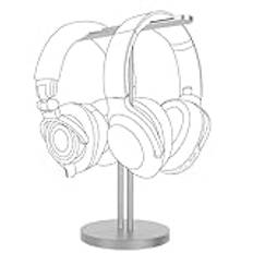 GEEKRIA Aluminiumlegering dubbla hörlursstativ för over-ear-hörlurar, spelheadsethållare, skrivbordsdisplayhängare med solid tung bas kompatibel med Bose, SONY, Beats, ATH, B&O (grå)