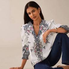 Elegant Commuter Flower Print Notched Collar Blouse Womens Blouses And Shirts Western Blouses For Women Boho Shirts Women Urban Style Urban Leisure, R - Multicolor - L,M,S,XL