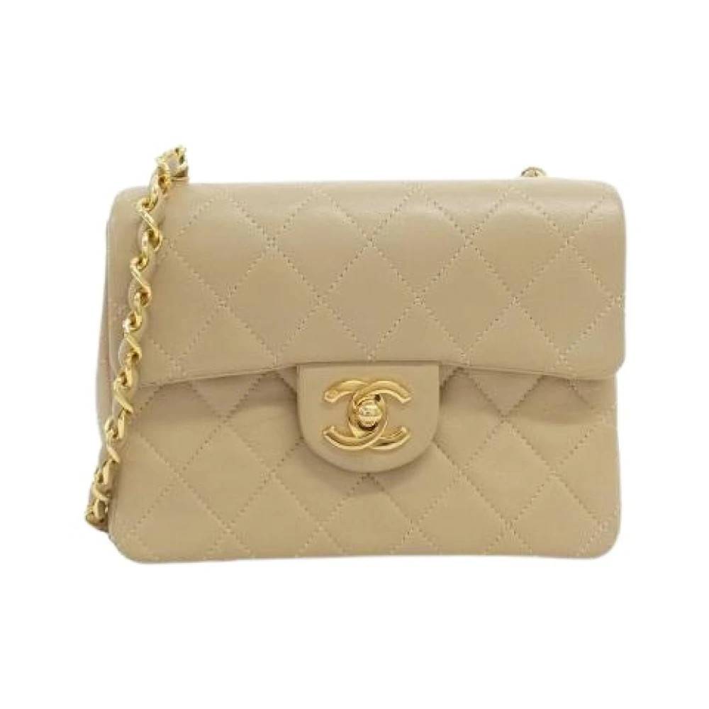 Chanel Vintage Pre-owned Lambskin Skuldertaske - Vintage - Dame - Beige - ONE SIZE - Uld