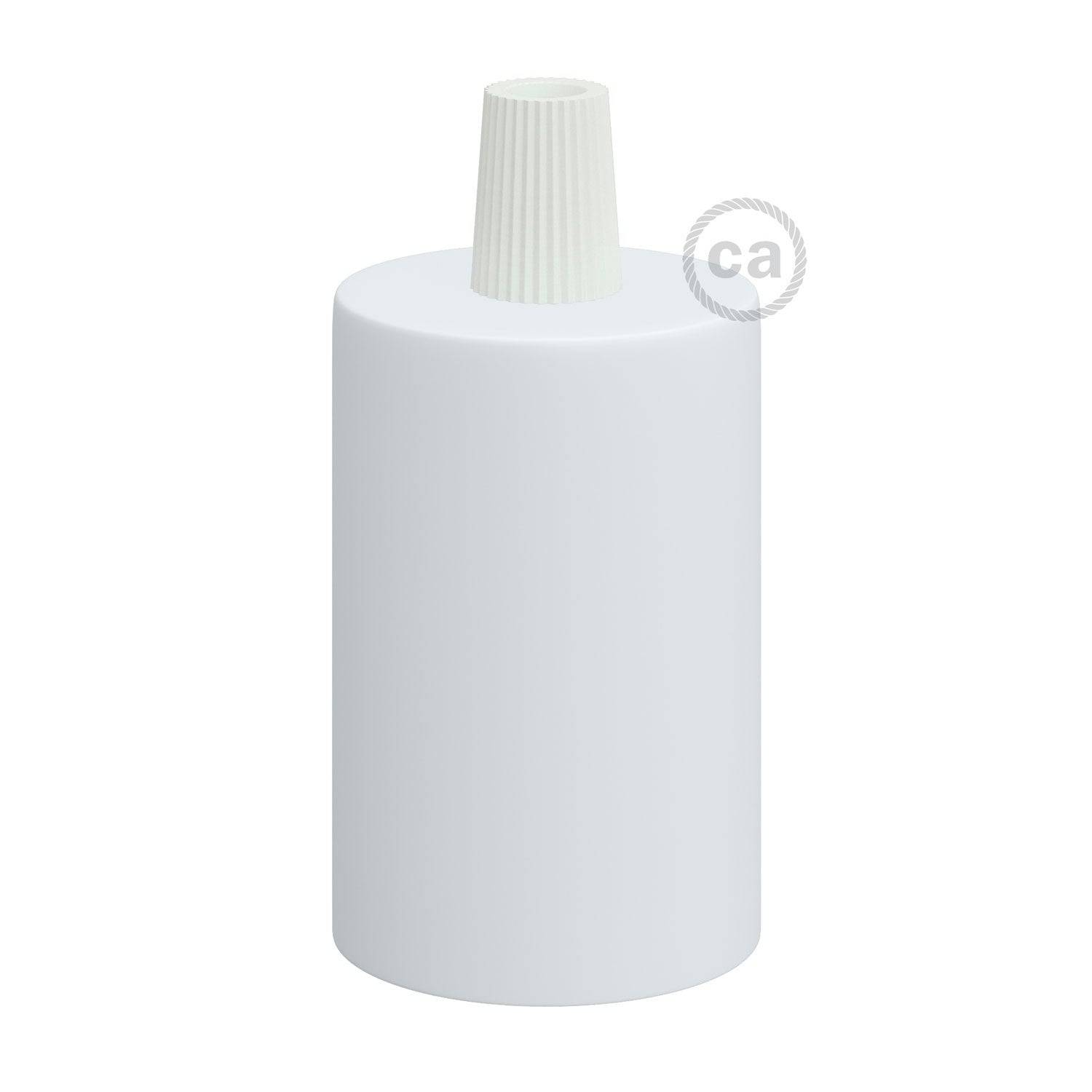 E27 cylinder fatnings kit med conical ledningsaflastning - Mat hvid