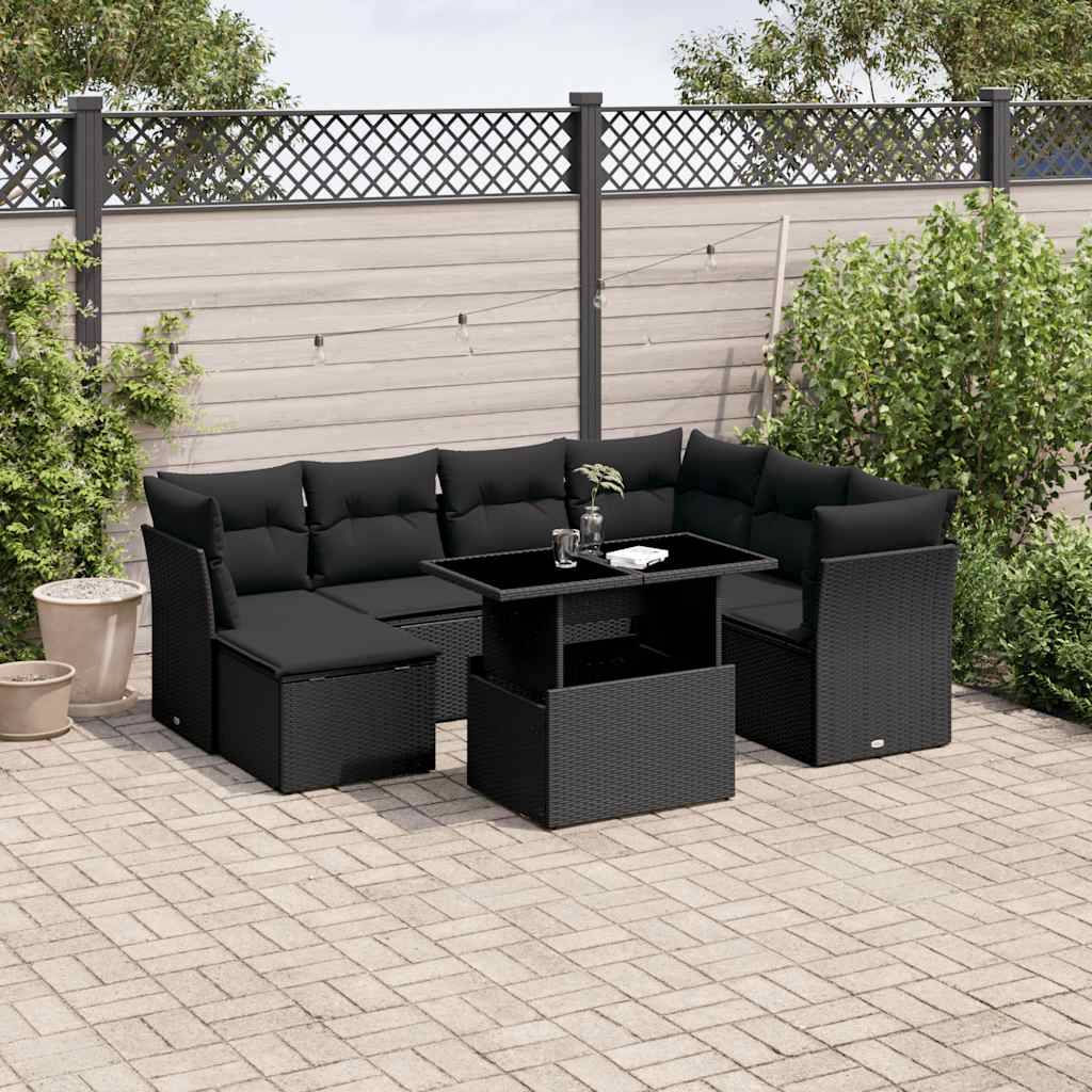 Sofasæt Til Haven 8 Dele Med Hynder Polyrattan - Sort