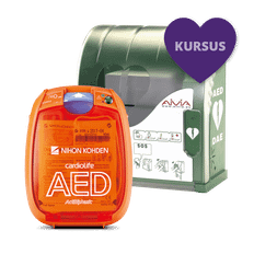 AED-3100 hjertestarter + Aivia 200 hjertestarterskab + kursus