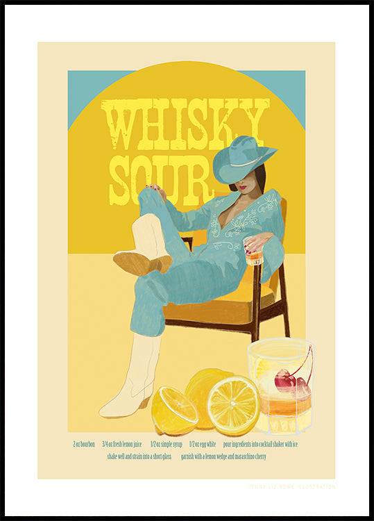 Jlr Cocktails Whisky Sour Poster (21x30cm) - Plakater > Typografiska Posters, Kök Posters, Illustrationsposters, BD, LANGFIX