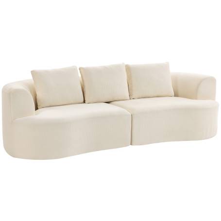 3-sits Soffa Krämvit 260 cm Chenille Med Kuddar