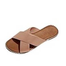 Duschskor kvinnor vinter kvinnor sandaler öppen tå vardagsskor halkfria tofflor sandal, damtofflor moln reglage, mjuka flip-flops med tjock sula, Z 684 Beige, 37.5 EU Bred