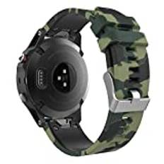 MoKo Strap Compatible with Garmin Fenix 7/7 Pro/6/6 Pro/5/5 Plus/Forerunner 965/955/945/Instinct Solar/Instinct 2, Quick Fit 22mm Silicone Replacement Sport Watch Band, Ground Force Camouflage