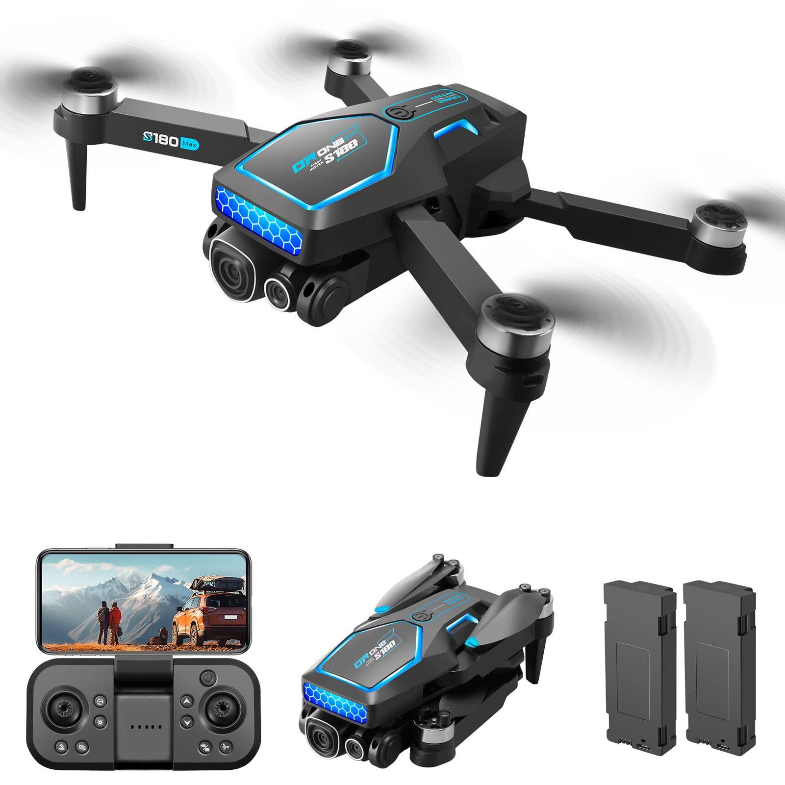 Fjärrkontroll Quadcopter för barn med kamera 8K 3 kamera Borstlös motor Undvik hinder
