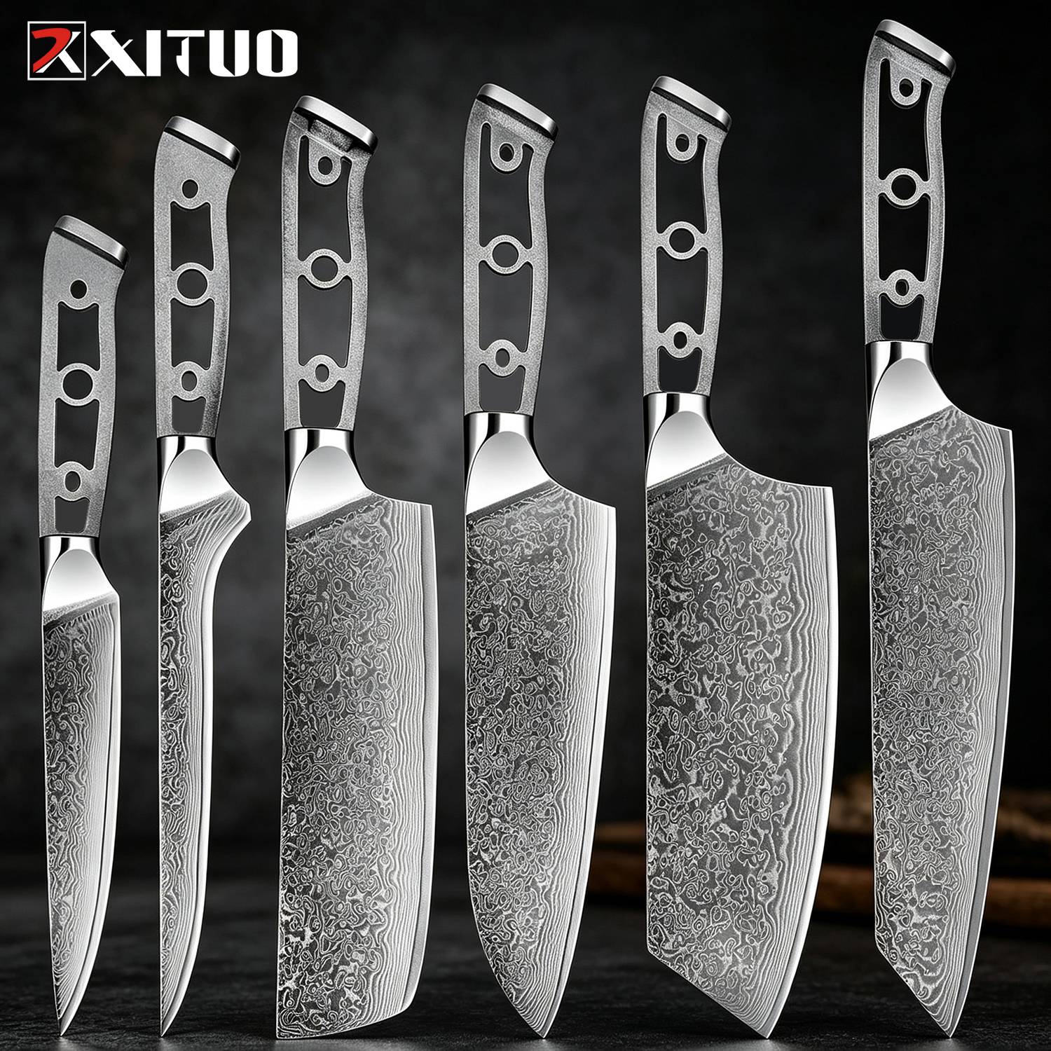 XITUO Kitchen Knives Set 1-6PCS Damascus Steel Blank Blade Chef Knives Sharp Handmade Personalized DIY Custom Knife Accessories