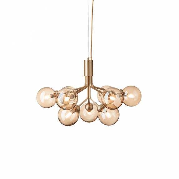 Apiales 9 Ljuskrona Brushed Brass/Optic Gold