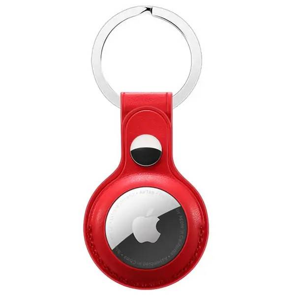 Apple AirTag læder nøglering. Rød..