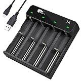 IMREN 18650 batteriladdare, 4 platser 26650 21700 snabb laddningsbar batteriladdare för 3,7V Li-ION 18650 Accu Charger 18500 18350 17650 17670 17500 20700 21700 26650 batteri (med USB-C)