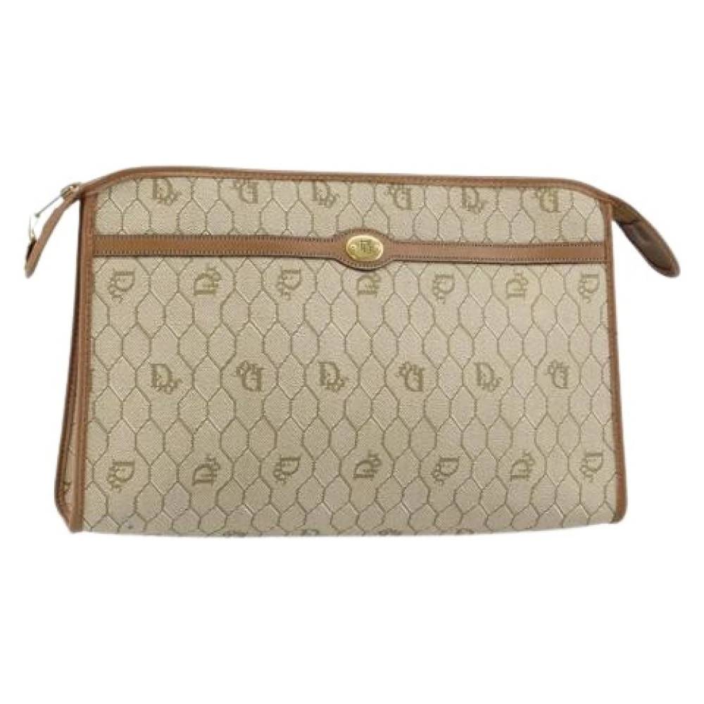 Dior Vintage Pre-owned Vintage Clutch Taske - Vintage - Dame - Beige - ONE SIZE - Uld
