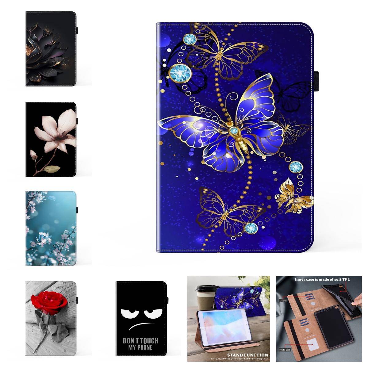 För Samsung Galaxy Tab S7,S8,S9,Tab A7,Tab S7 FE,Tab S6 Lite,Tab S2,Tab A 8.0,S5e,Tab A 10.1...Premium Luxury Leather Paintings Pattern Fodral