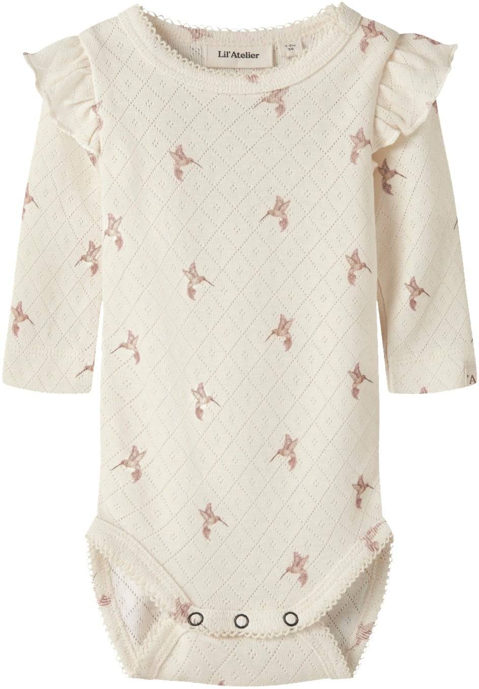 Lil' Atelier Nbfrachello TYL LS Slim Body HEA LI Str 74 - Turtledove/bird Toppe hos Magasin.