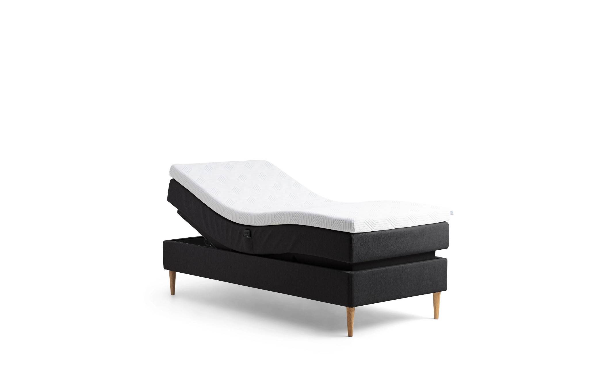 Tempur - Promise Ställbar Säng Dark Grey 90x200 ProLuxe SmartCool 10cm Mjuk Rundat Ekben 19cm från Sleepo - Grå (90x200cm)