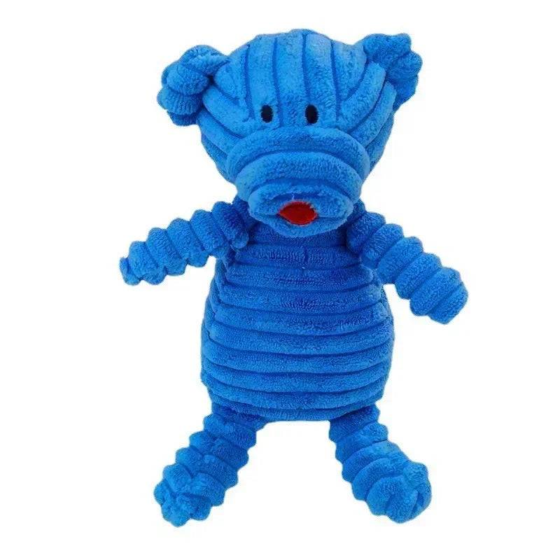 Plush Squeaky Dog Toy - Bite Resistant Corduroy Animal Shape - Bear