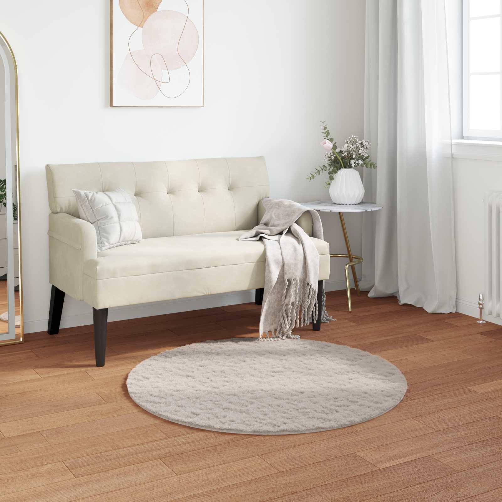 vidaXL Skridsikker tæppe af kunstig kaninpels OLITE Beige Ø 80 cm