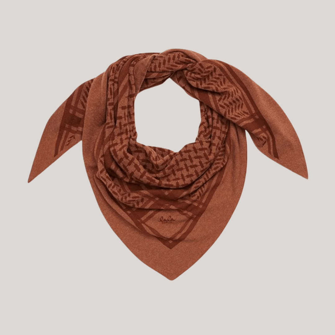 Triangle Trinity cashmere, rødbrun print Lala Berlin tørklæde