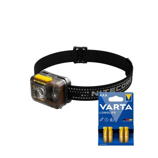 Pannlampa NITECORE HA13 - 350 lm / 3 x AAA, Nitecore HA13 + 4 st Varta Long Life AAA-batterier