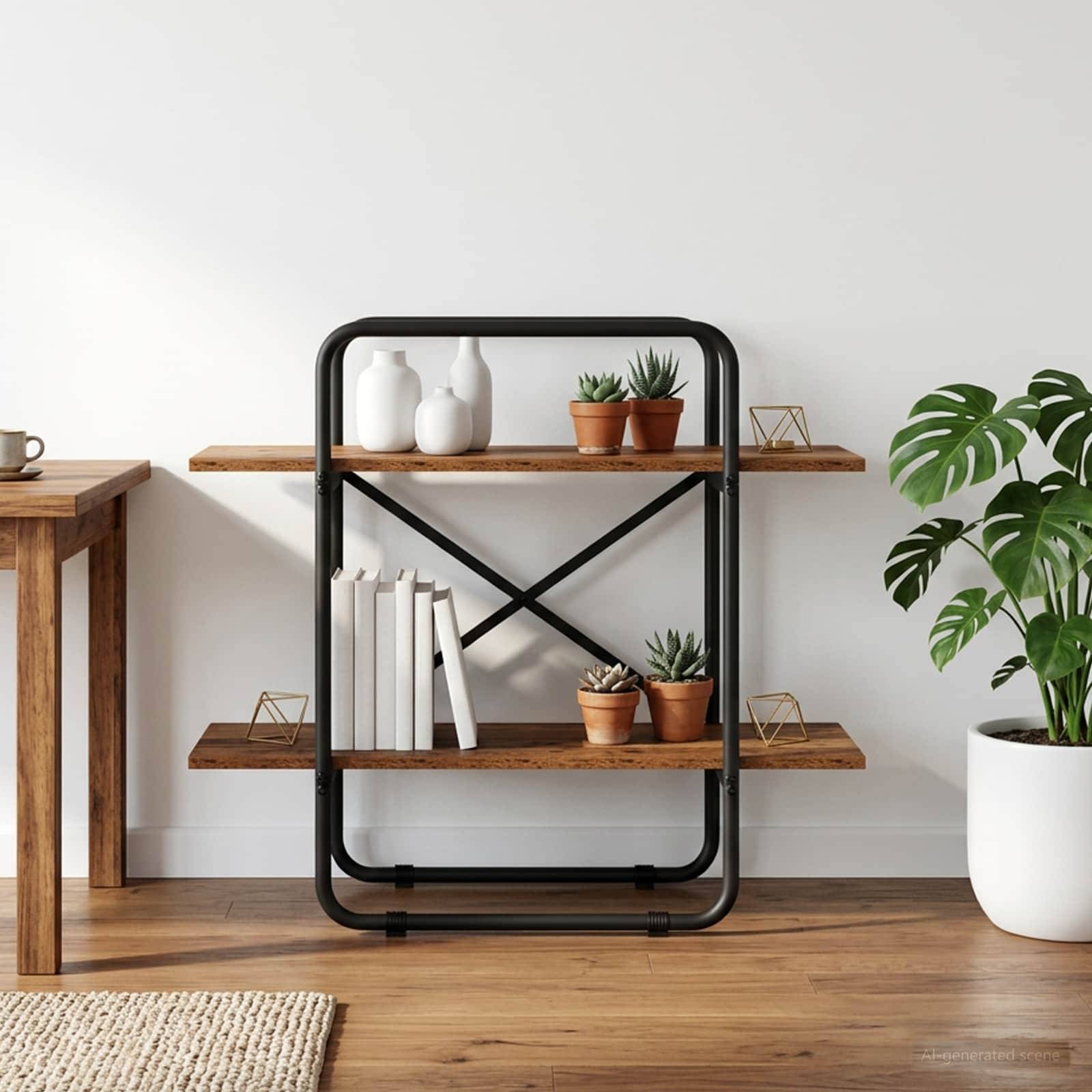 vidaXL Bogreol 2 niveauer 80 x 35 x 70 cm PB Egetræ
