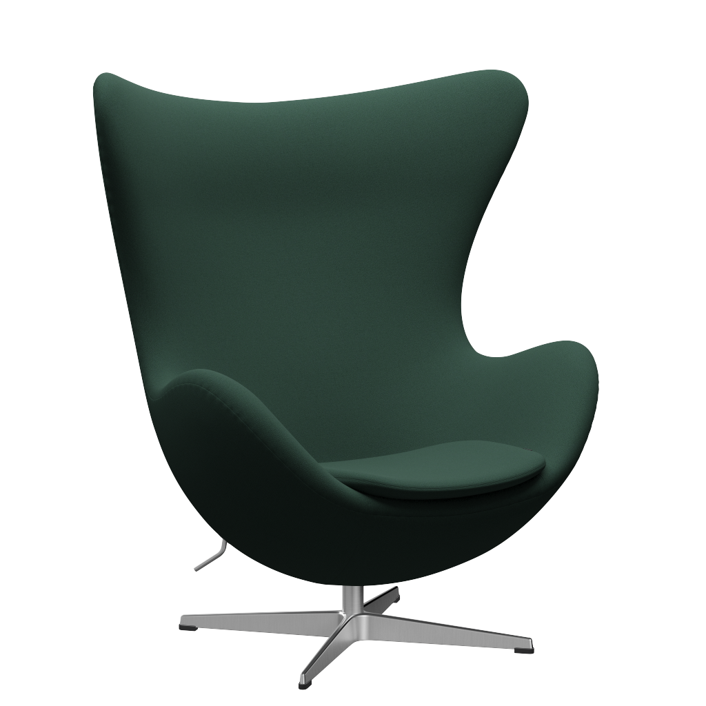 3316 Ægget loungestol, stel i børstet aluminium af Arne Jacobsen Christianshavn - 1160 Dark Green Uni - Jacobsen Plus