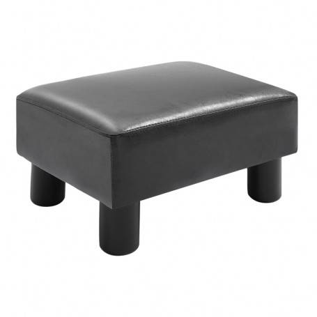 Fotpall Benstöd - Svart Skinn 40 x 30 x 24 cm