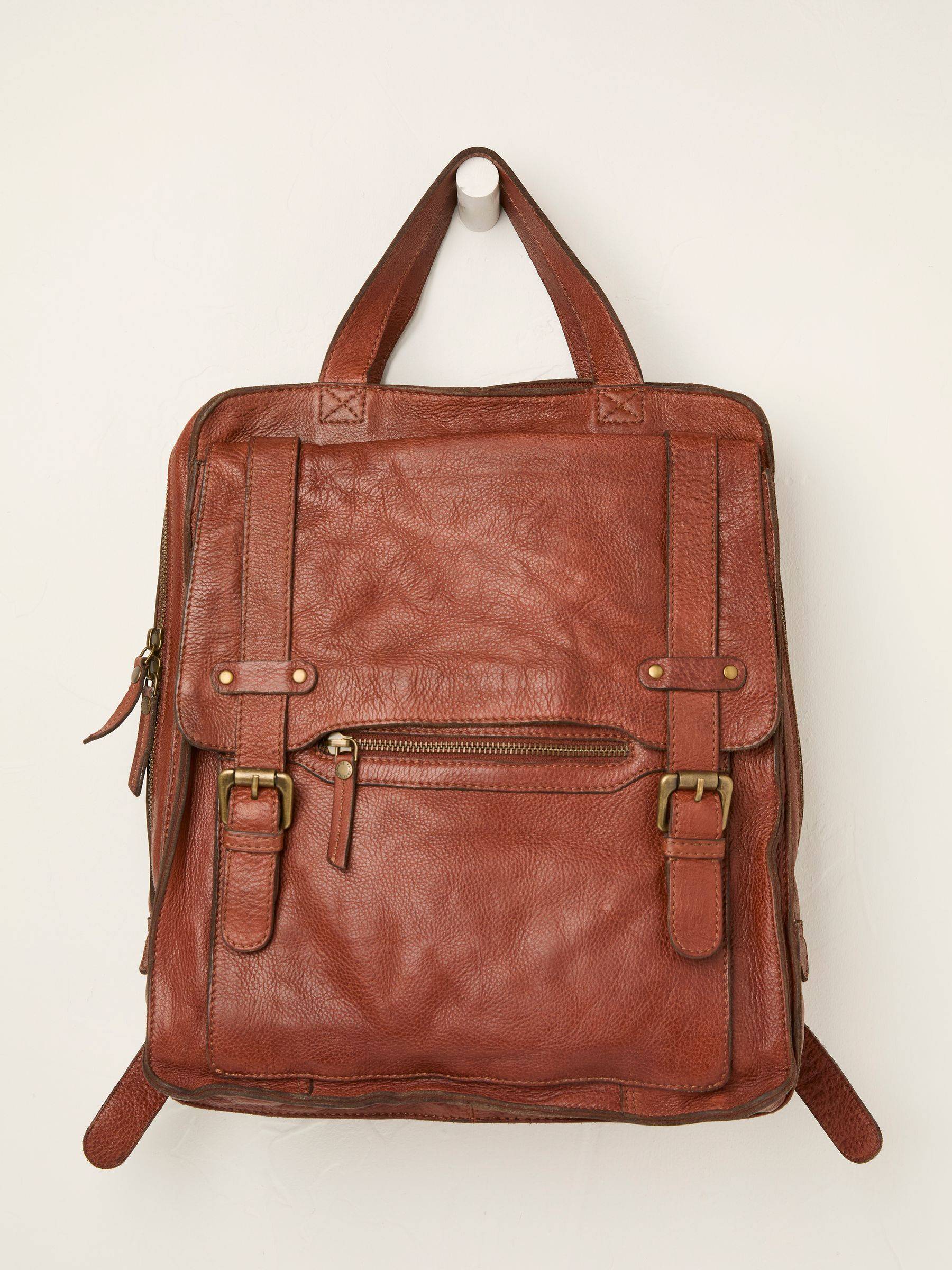 Fat Face FatFace Chestnut Brown Leather Rucksack