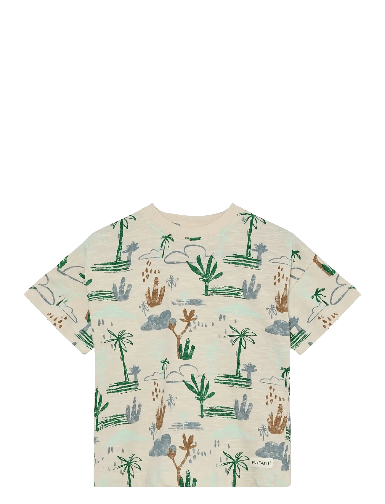 En Fant T-Shirt Ss Slub Aop - Beige - 110