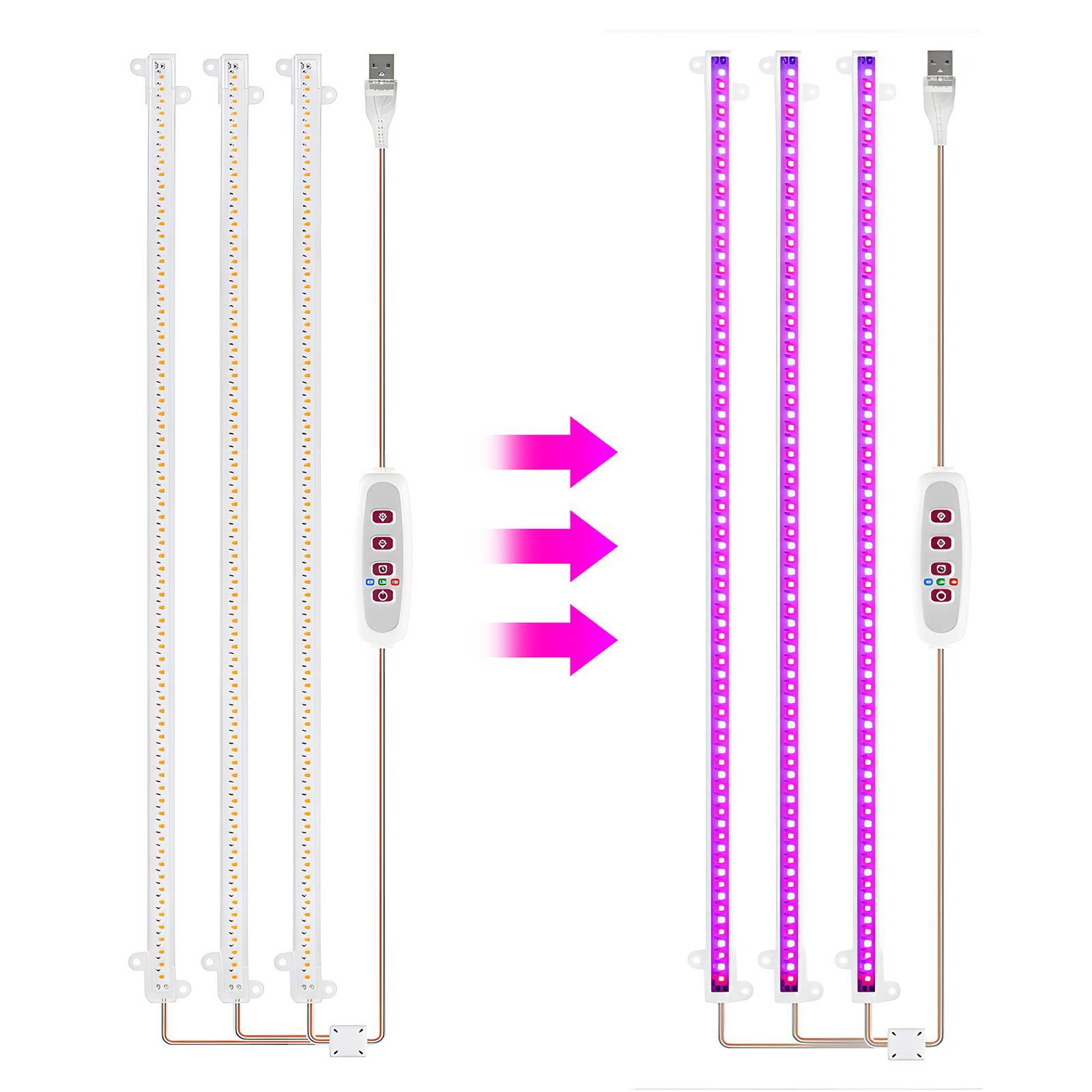 LED Plant Grow Light Strips 8W 168LED 4000K 169,2lm Bright Grow Lamp med 8H/12H/16H Timer 5 3 Bars Red Blue Light