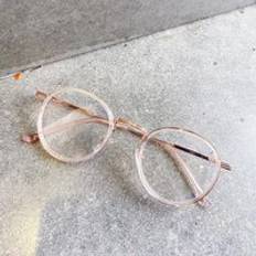 Anti blått ljus rund ram glasögon tr90 optiska glas ram datorglasögon retro glasögon för student kontor hem - Rosa