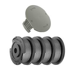 EVENLINKICS Rasentrimmer Fadenspule, geeignet für Bosch Akku Rasentrimmer EasyGrassCut 18 23 26, Austauschbar mit F016800569 original spule. (4 Fadenspulen, 1 Trimmerabdeckung)