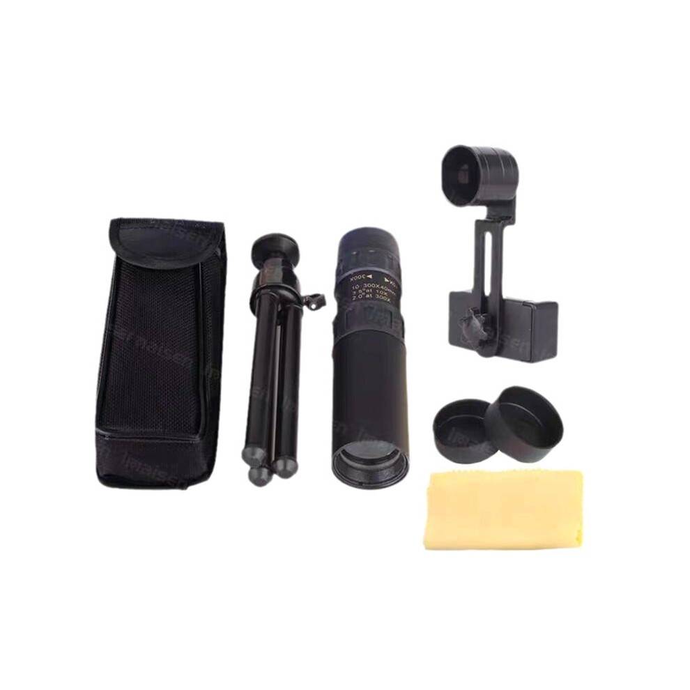 10-300X Zoom HD Portable Strong Binoculars Long Range Professional Spyglass Monocular Telescope Low Night Vision Black
