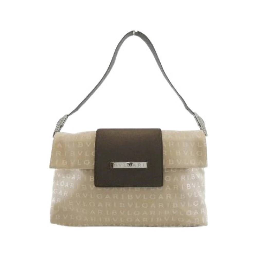 Bvlgari Vintage Pre-owned Canvas Leather Shoulder Bag - Vintage - Dame - Beige - ONE SIZE - Uld