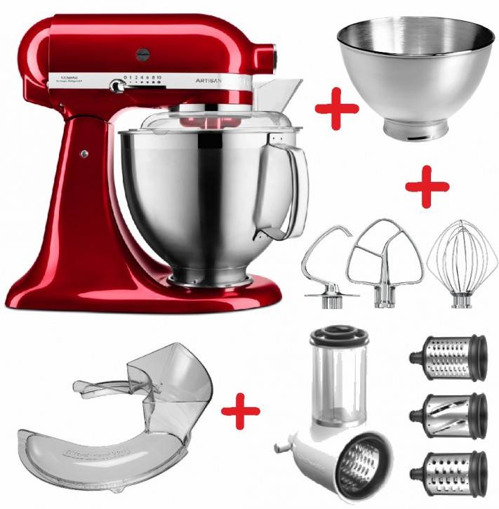Set-Angebot E KitchenAid Artisan Premium 185 farbig plus 7 Teile LIEBESAPFEL ROT