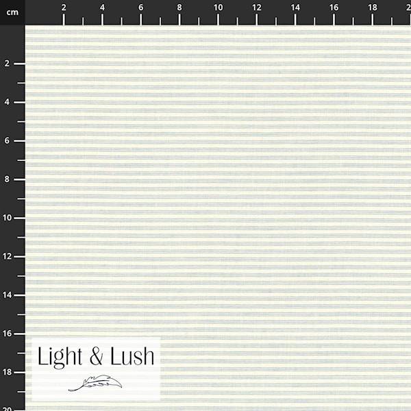 Cotton Stripe m/Råhvide & støvede lysblå striber, "Light & Lush".