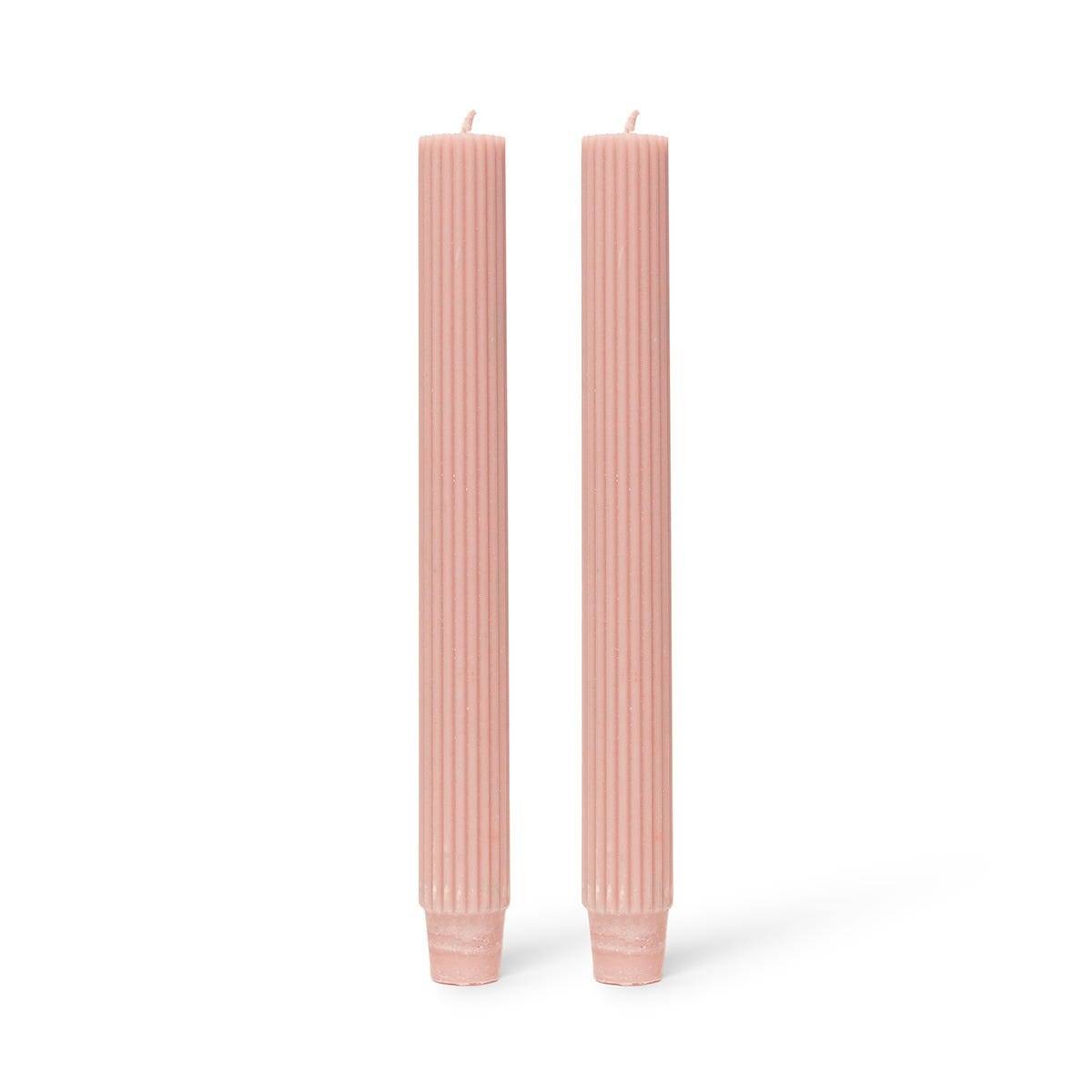 Kronljus Ribbade Stearin 25cm 2-p Ljusrosa