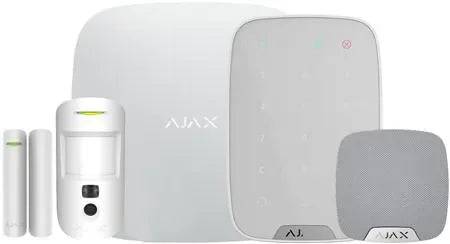 Ajax Hub2 startspakke 6 med Fotobevægelsesdetektor og Keypad hvid – Komplet Sikkerhedsløsning til Hjem og Virksomhed
