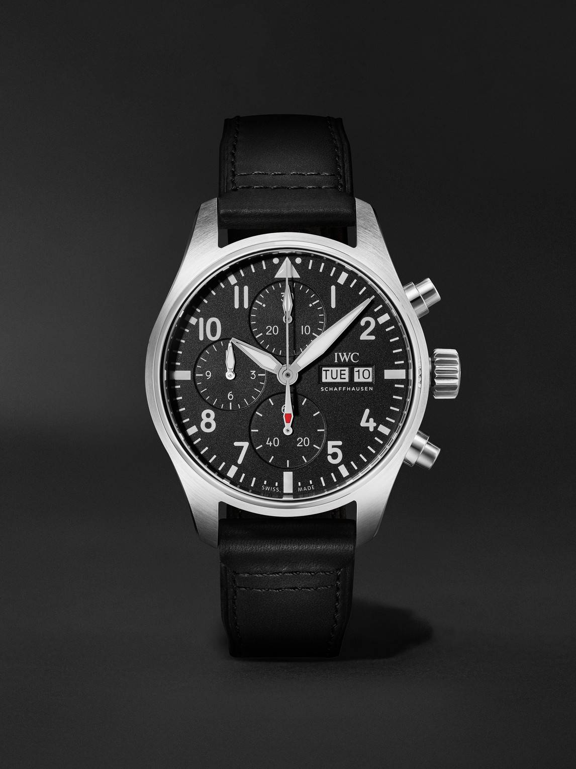 IWC Schaffhausen - Pilot's Automatic Chronograph 41mm Stainless Steel and Leather Watch, Ref. No. IWIW388111 - Men - Black