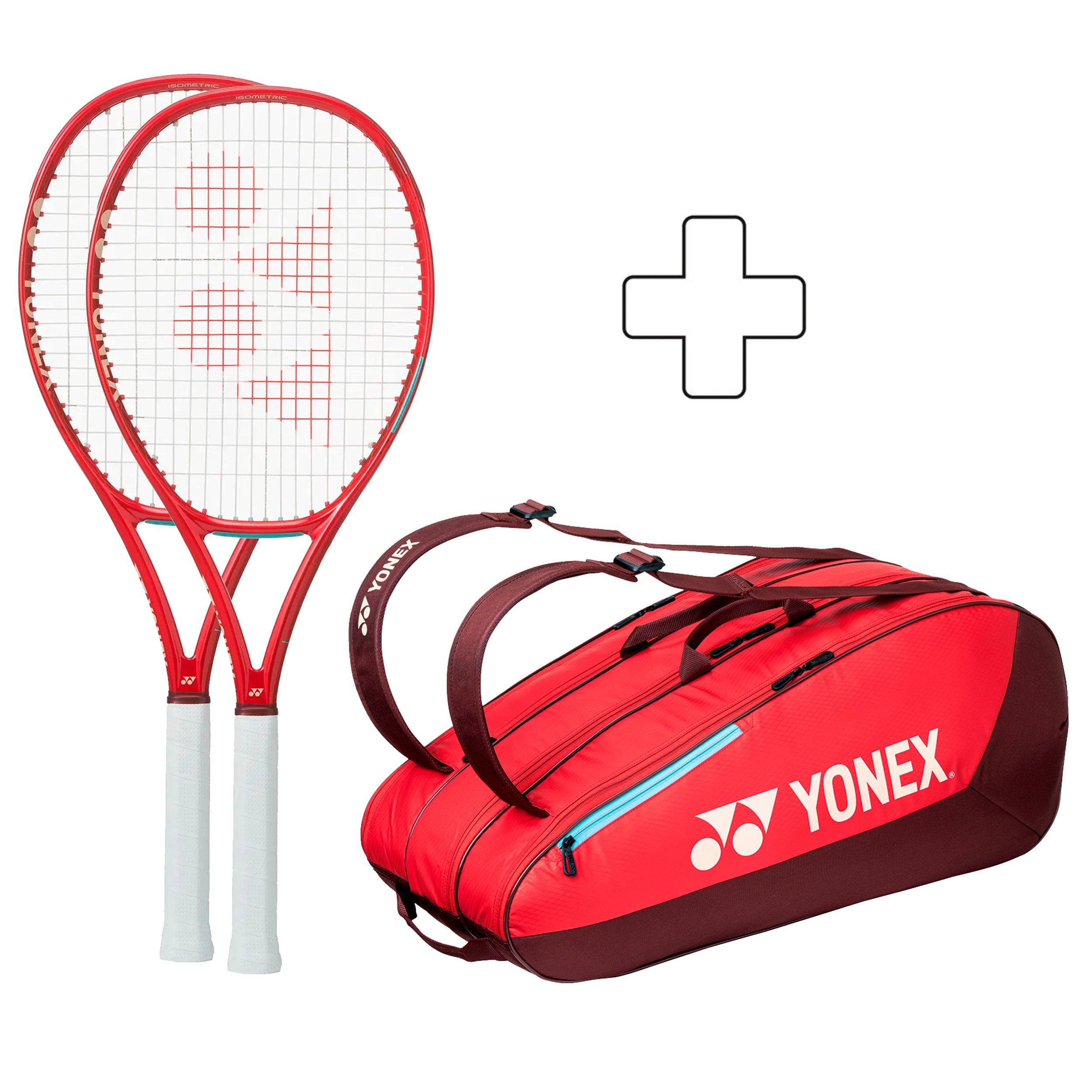 Yonex 2 x Vcore 100 (2026) plus tennis bag - red