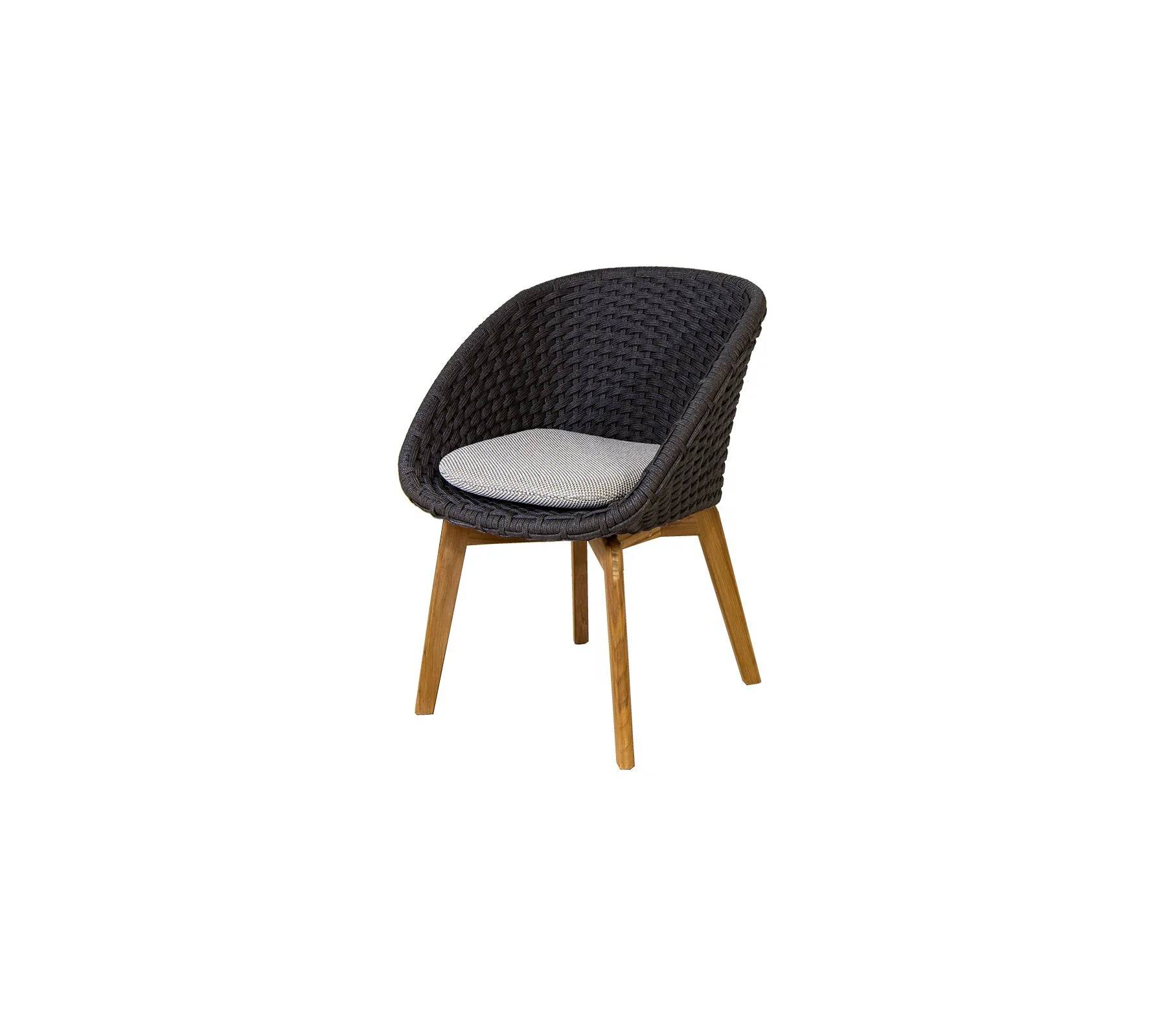 Peacock stol med teak ben, Soft Rope - Soft Rope - Dark grey / Cane-line Link Dark green