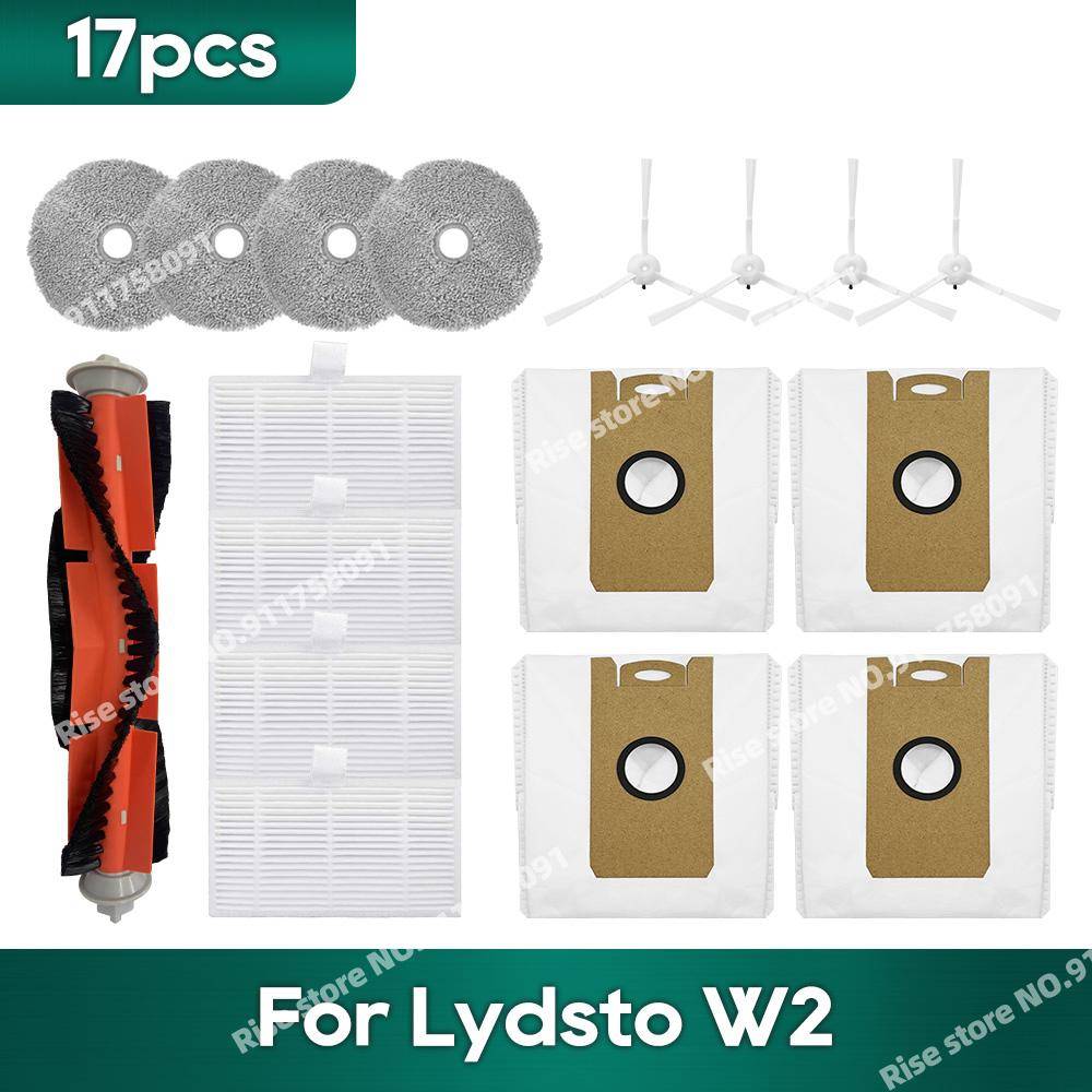 Tillbehör kompatibelt med Lydsto W2, Kyvol Cybovac S60, AICLE INS-200, inic iX10 robotdammsugare reservdelar dammpåse filter mopp gray